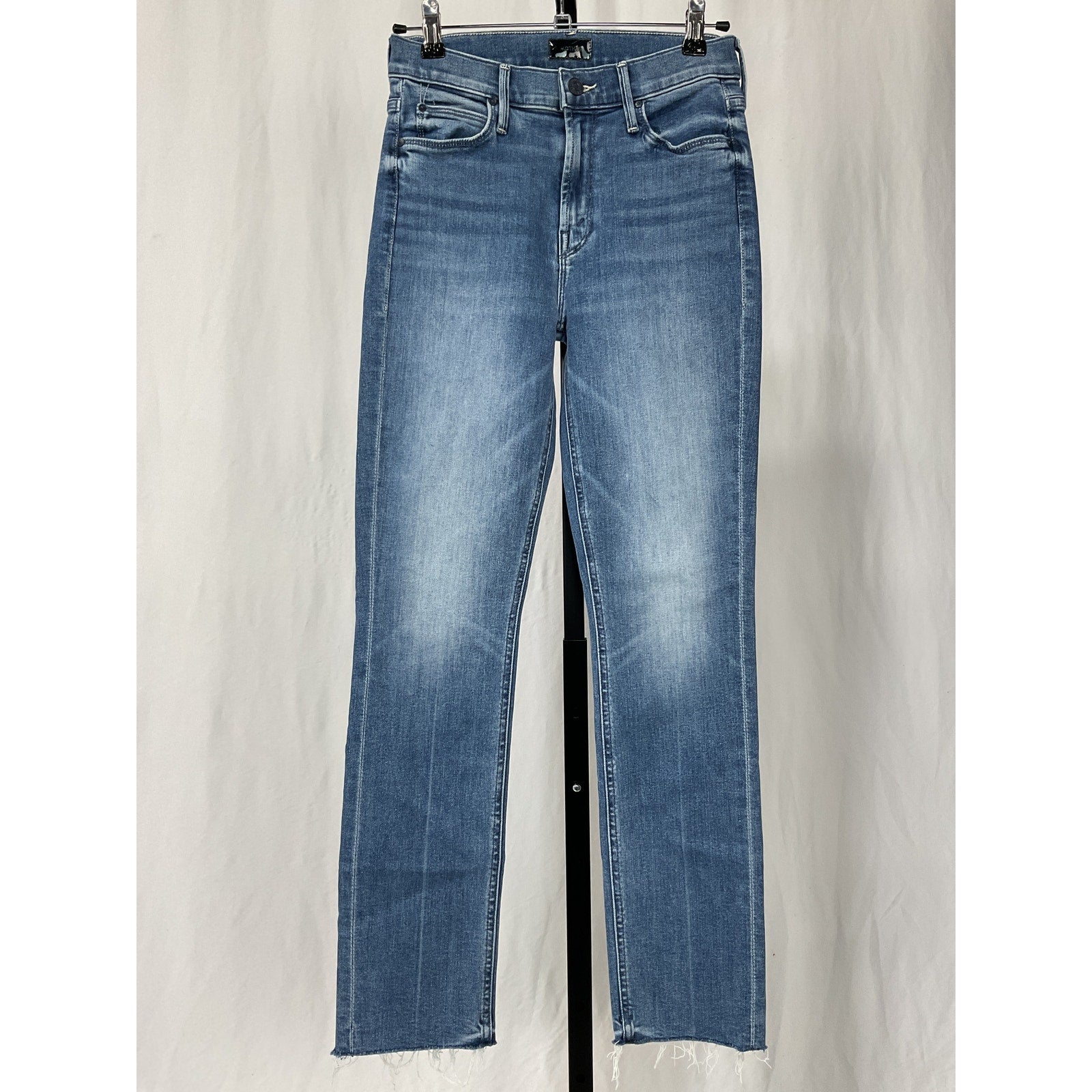 Mother The Dazzler Blue Cotton Mid Rise Ankle Fray Denim Jean Size 25