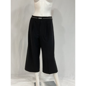 Msgm 'Cropped' Black Wool-Blend Wide-Leg Pants Size 6