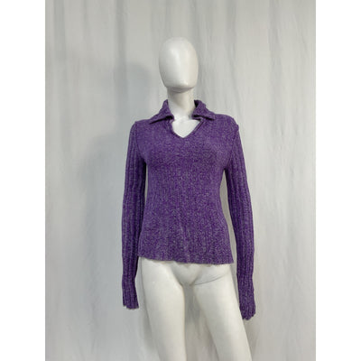 Acne Studios V-Neck Purple Wool Polo Sweater Size M