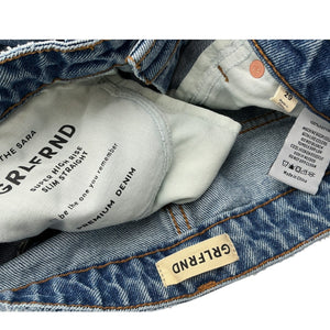 Grlfrnd Super High Rise Slim Straight Blue Sara Denim Jeans Size 29