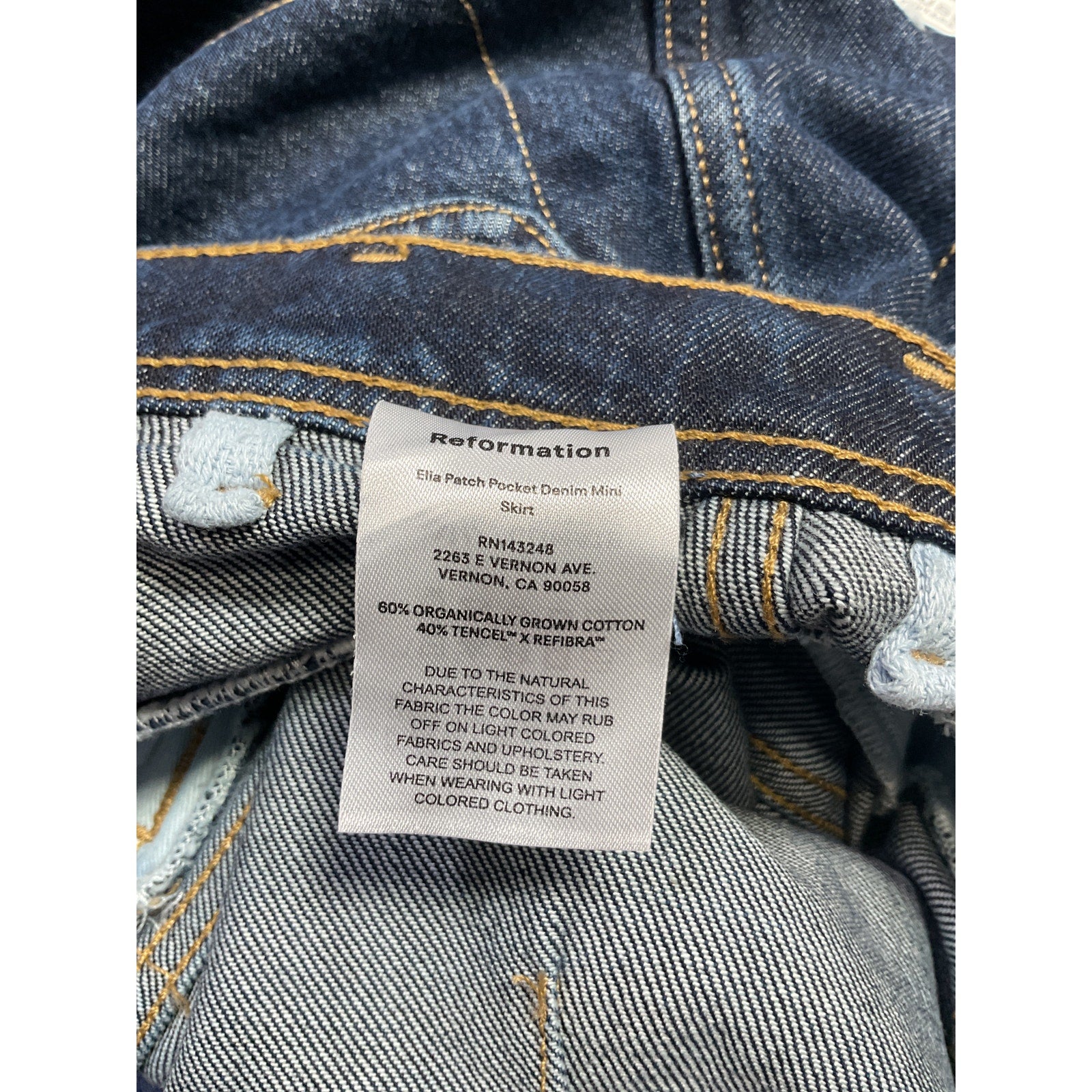 Reformation 'Elia' Blue Cotton Patch Pocket Denim Mini Skirt Size 23