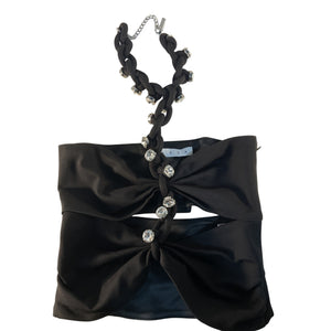Area Embellished Black Chain Link Halter Top Size XS