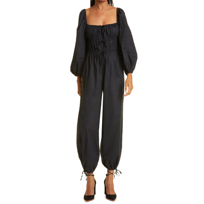 Ulla Johnson Ruched Black Amalie Jumpsuit Size 2