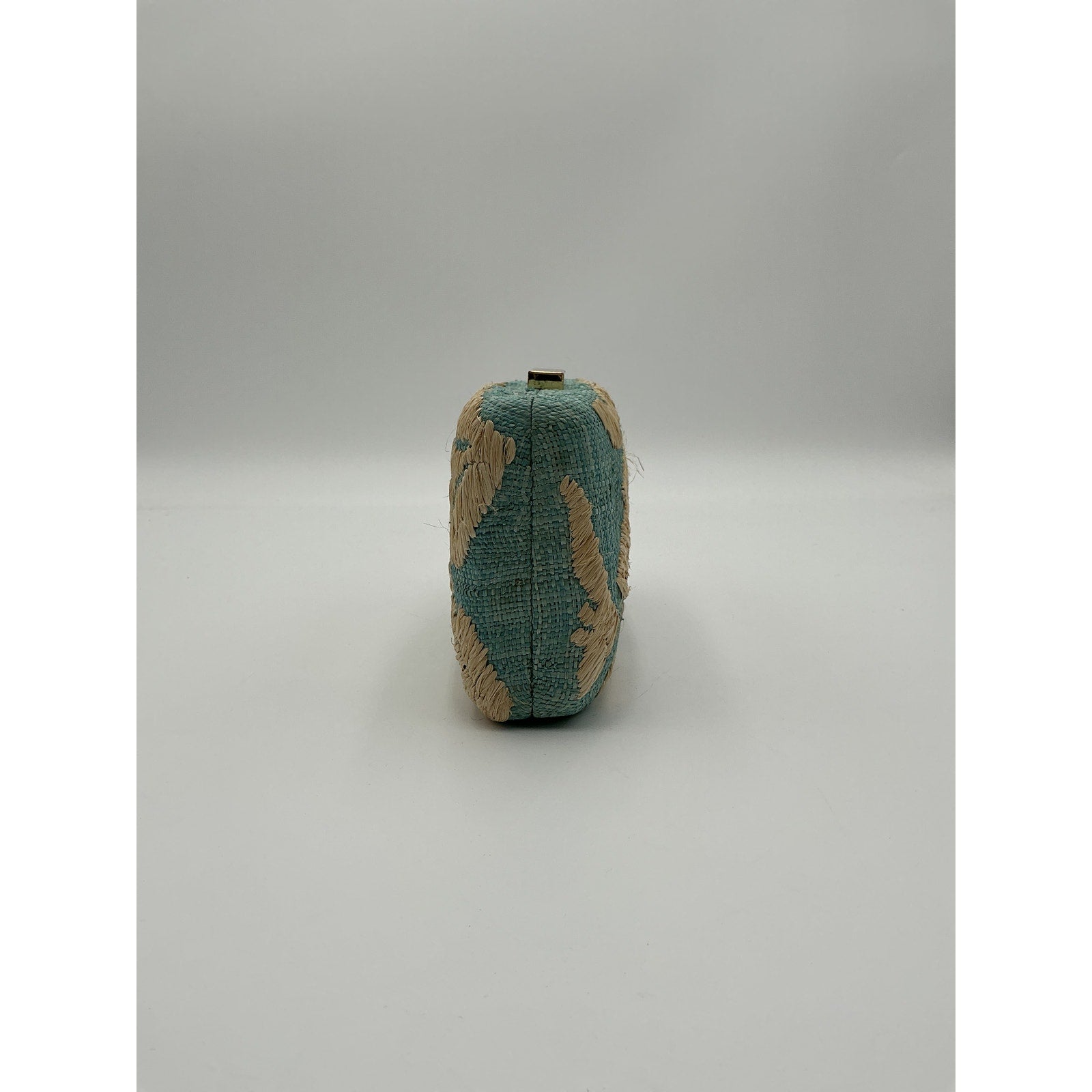 Kayu Frances Blue Woven Straw Clutch Size OS