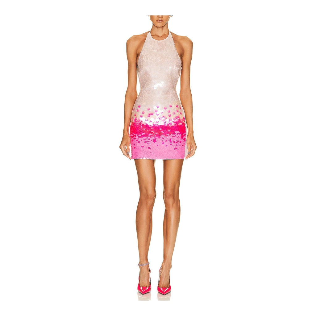 David Koma 'Gradient' Pink Acetate Embroidered Mini Dress Size 2