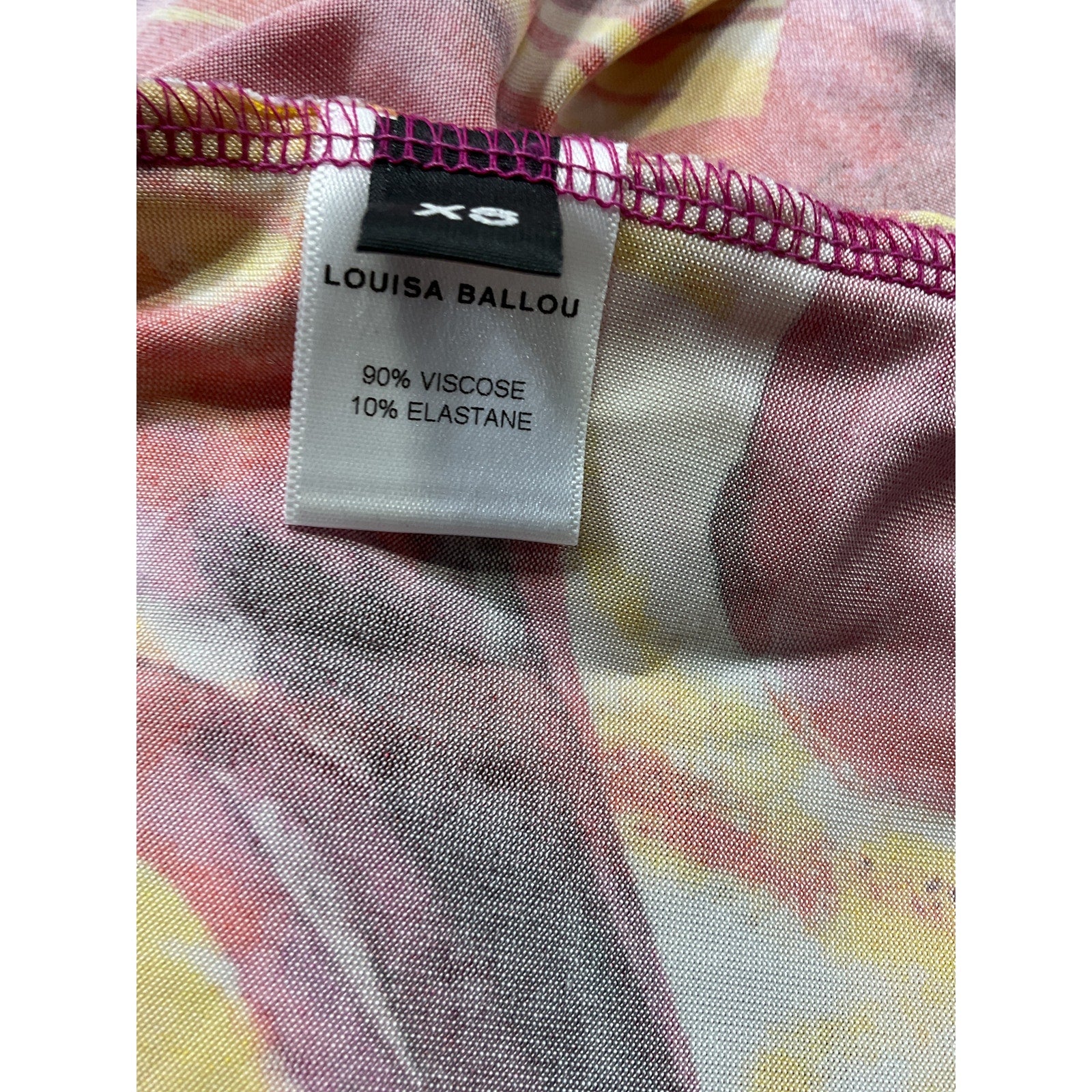 Louisa Ballou 'Summer' Pink Solstice Wrap-Effect Ruched Printed Stretch-Jersey Mini Dress Size XS