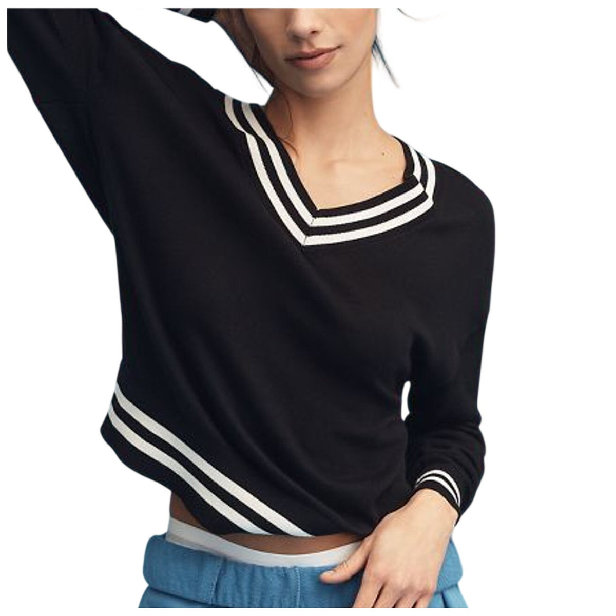 The Upside Striped Black Duet Sweater Size XS