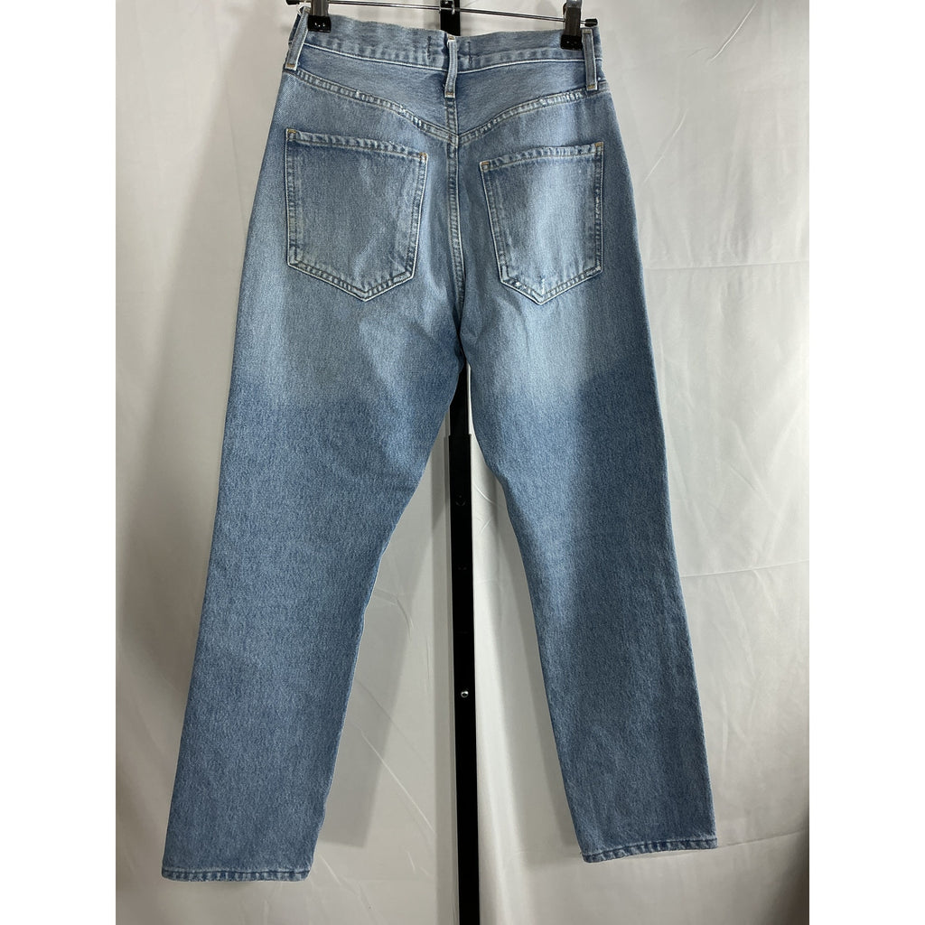 Agolde 'Riley' Blue Cotton High Rise Straight Crop Jean Size 24