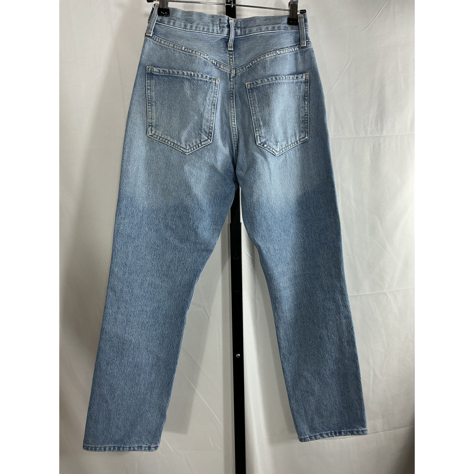 Agolde 'Riley' Blue Cotton High Rise Straight Crop Jean Size 24
