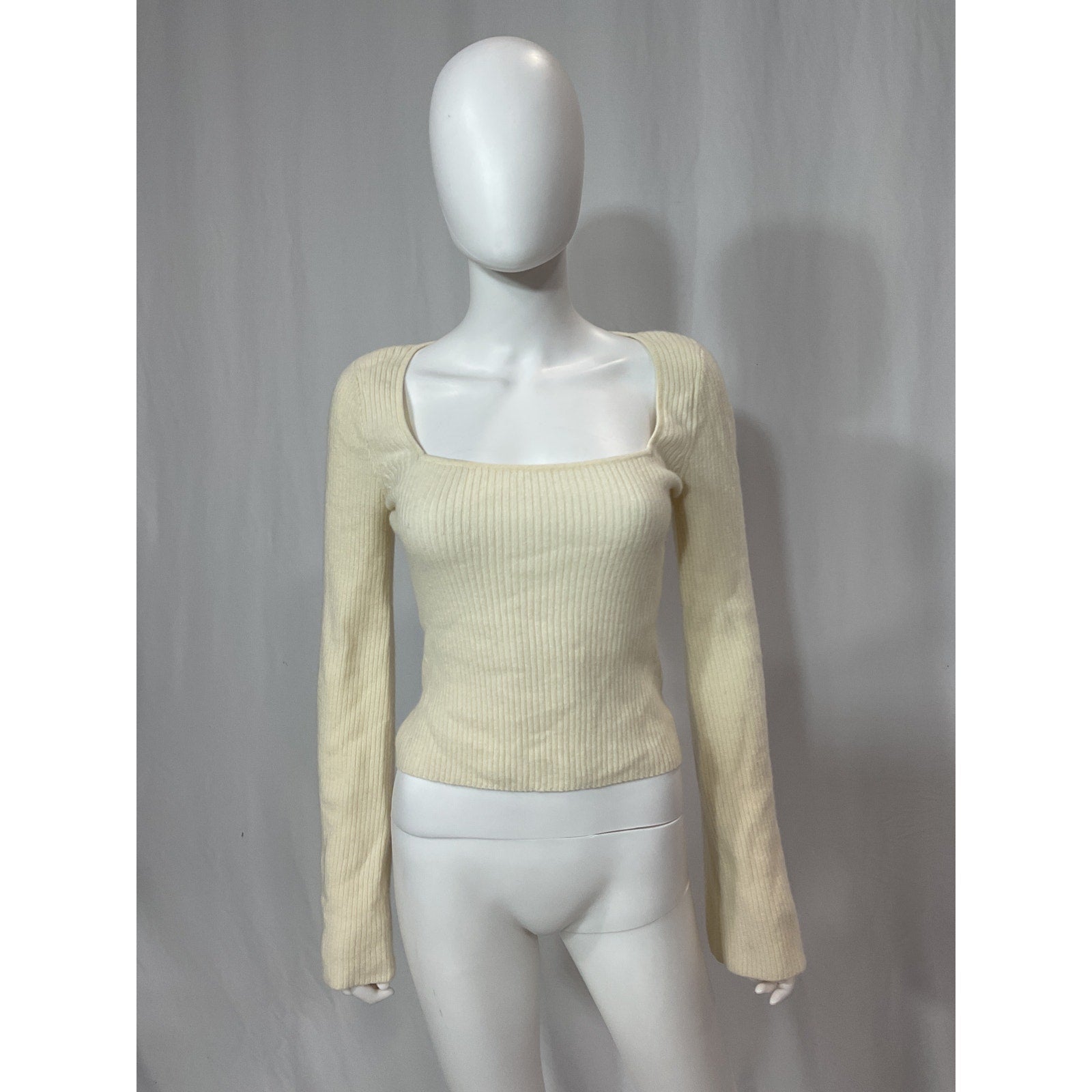 Reformation 'Emanuele' White Cashmere Novelty Button Sweater Size S