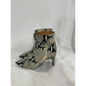 Aquatalia 'Marabella' White Leather Snake Embossed Heeled Boot Size 7.5 M