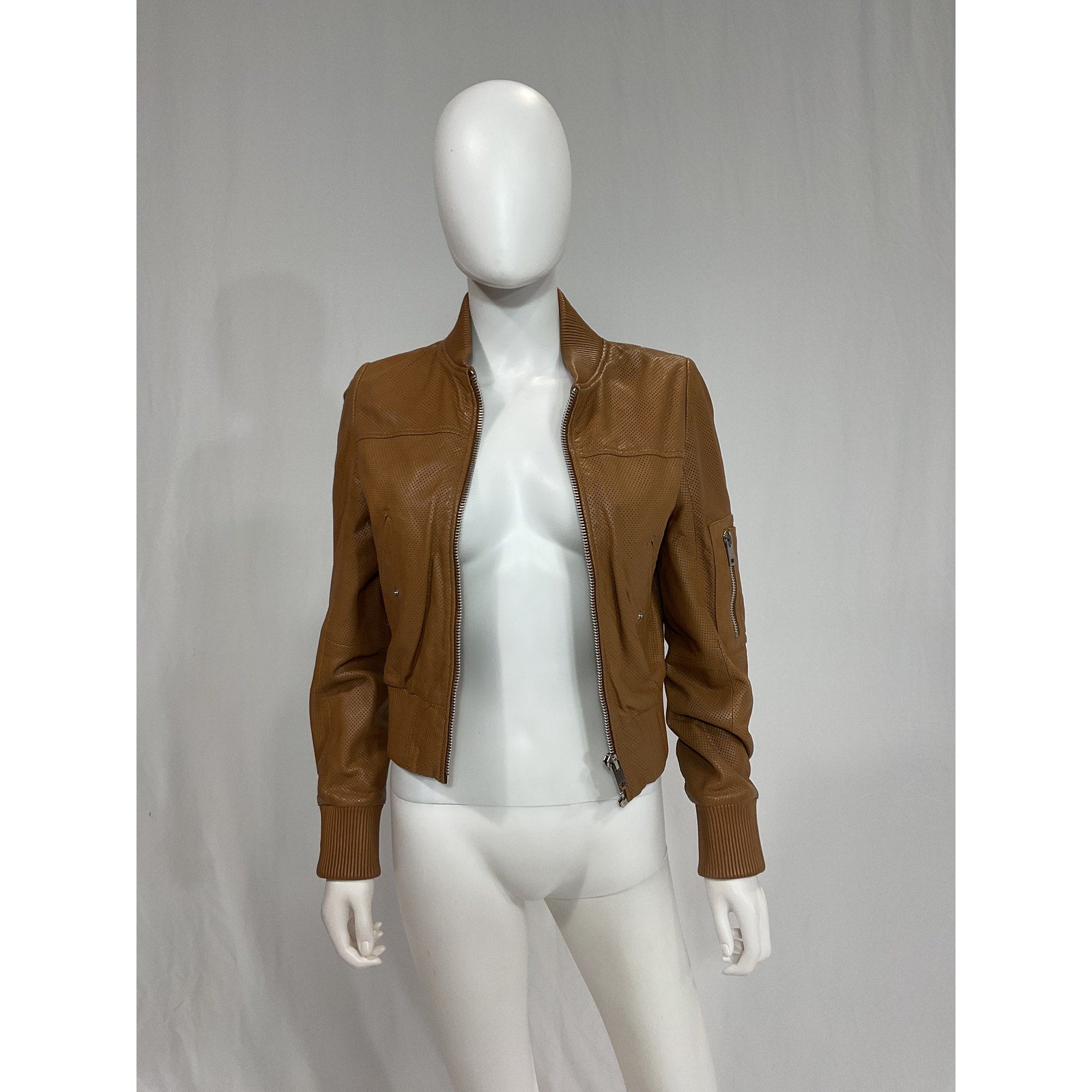 Walter Baker 'Hailey' Brown Leather Bomber Jacket Size S