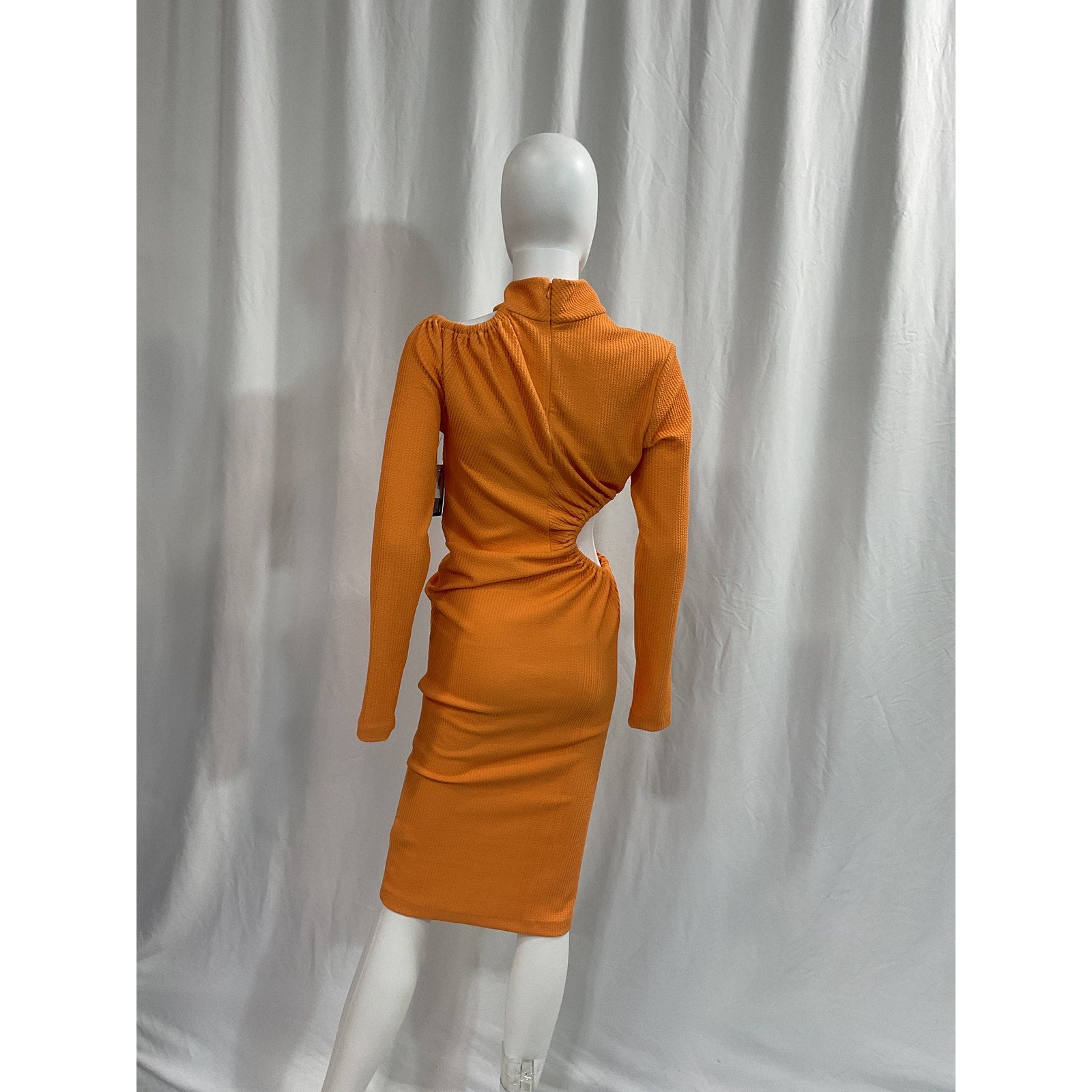 Rotate Birger Christensen 'Alice' Orange Cutout Ribbed Recycled Jersey Midi Dress Size 8 - NWT