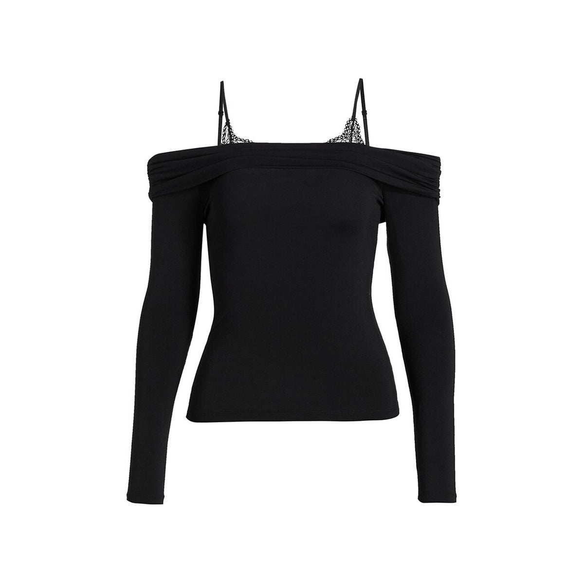 Jonathan Simkhai Standard Black Polyester Mirra Jersey Off-The-Shoulder Top Size M - NWT