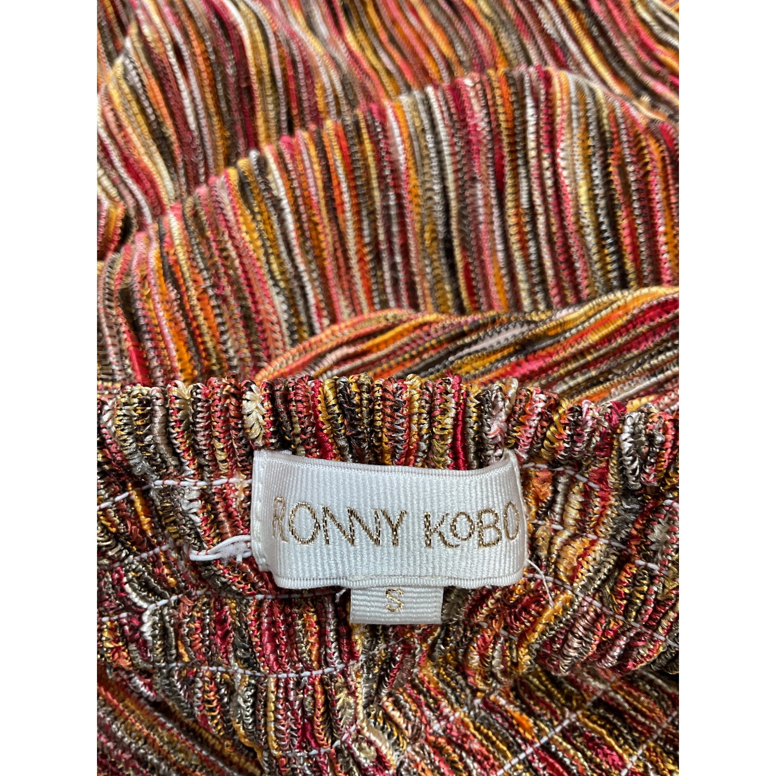 Ronny Kobo 'Swayze' Brown Polyester Marled Knit Crop Top Size S