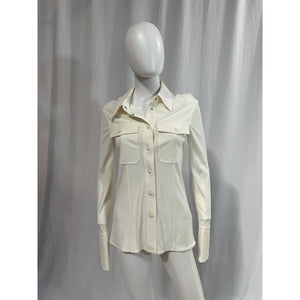 Helmut Lang Point Collar White Long Sleeve Pocket Shirt Size M