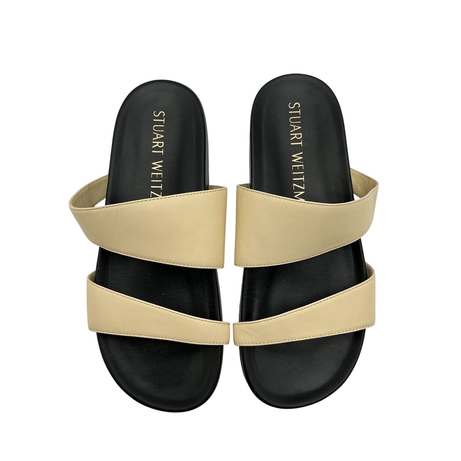 Stuart Weitzman Miami Beige Leather Sport Slide Size 7.5