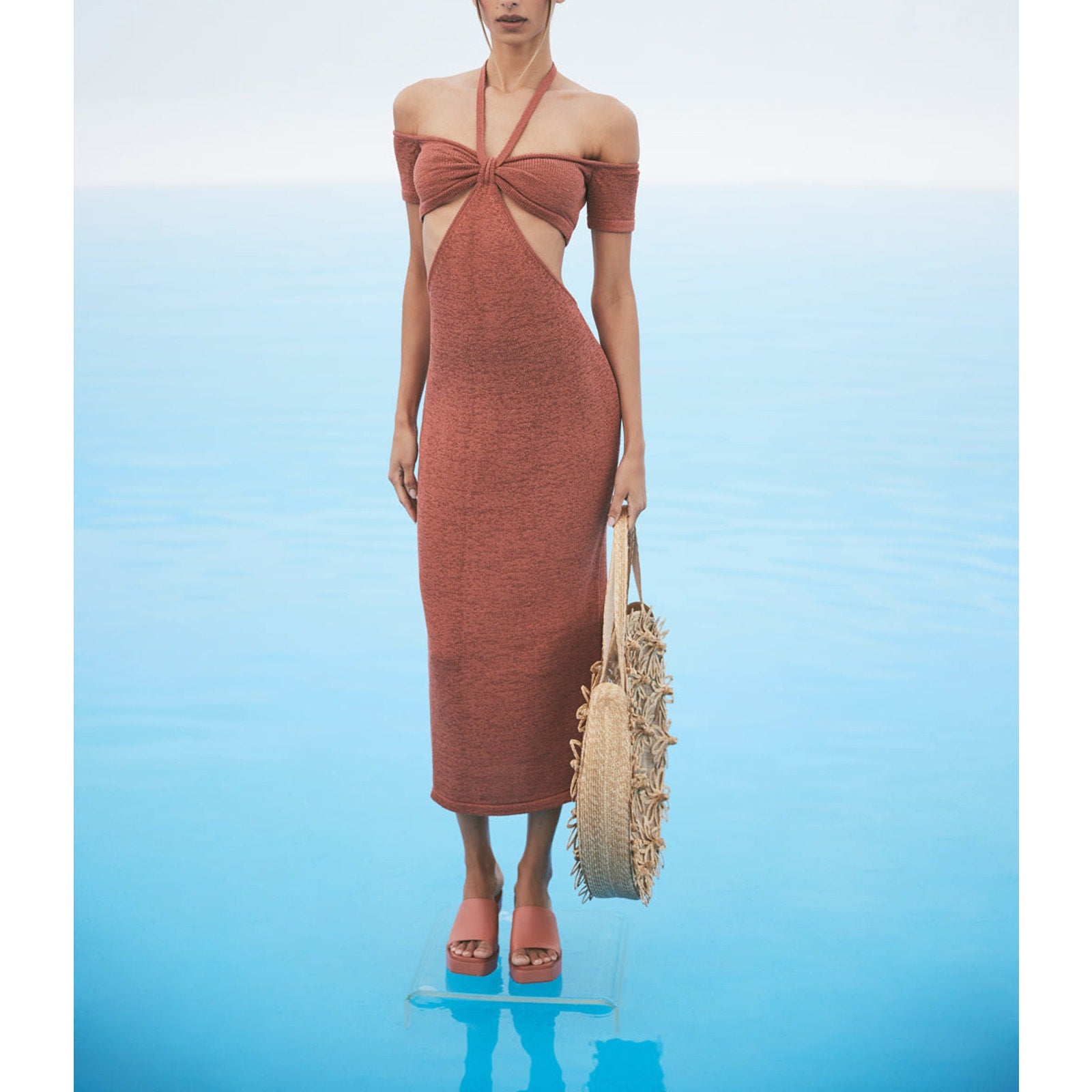 Cult Gaia 'Alicia' Brown Cotton Knit Dress Size XS
