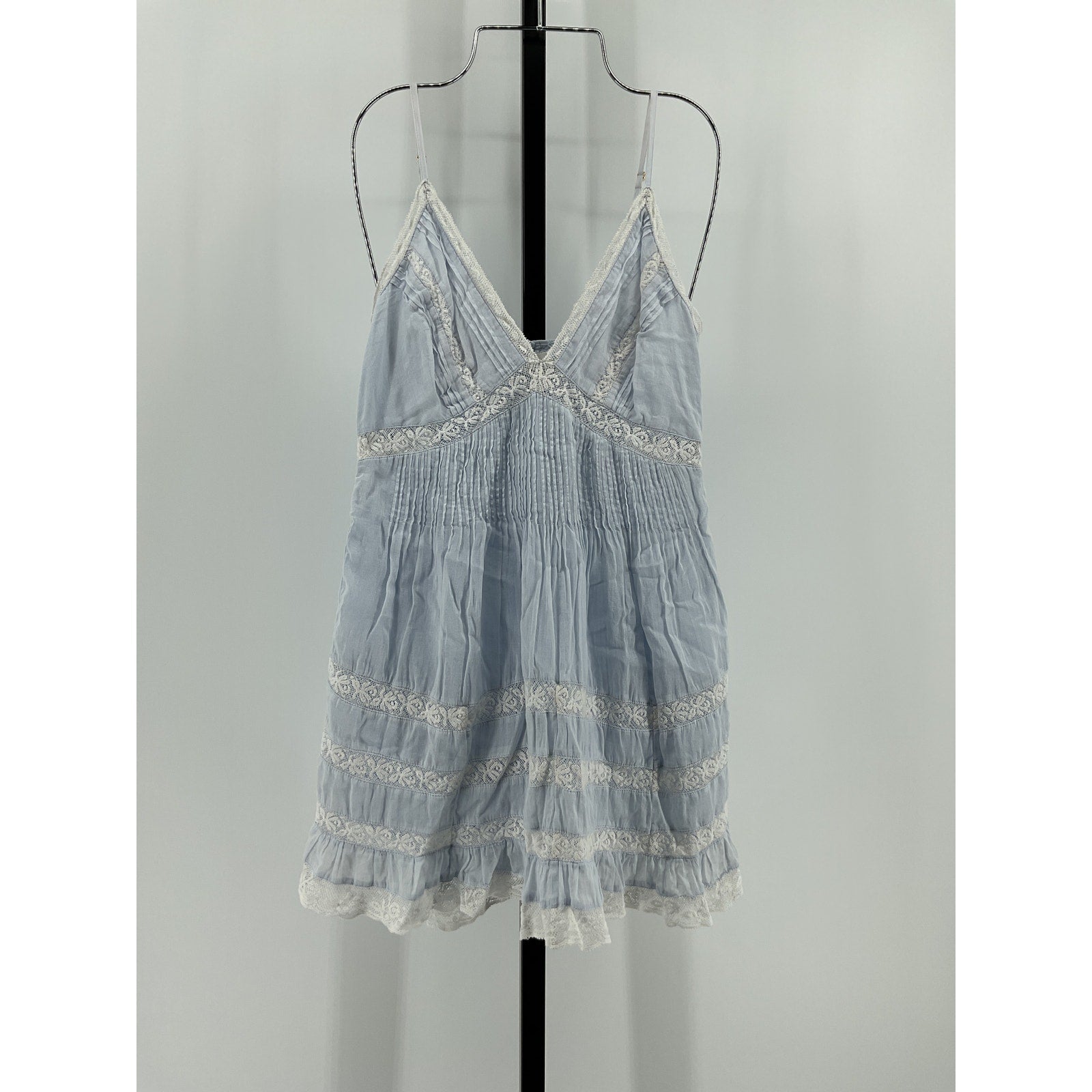 Loveshackfancy 'Alonna' Blue Cotton Lace-Trimmed Mini Dress Size M