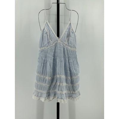 Loveshackfancy 'Alonna' Blue Cotton Lace-Trimmed Mini Dress Size M