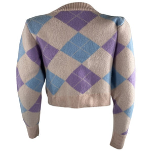 Hill House Home Argyle Pink/Blue Heddy Cardigan Size S