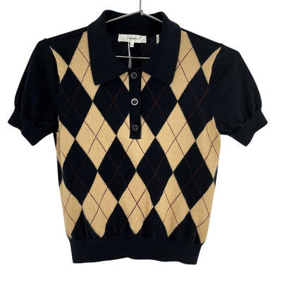 Frame Knit Multicolor Argyle Polo Sweater Size S