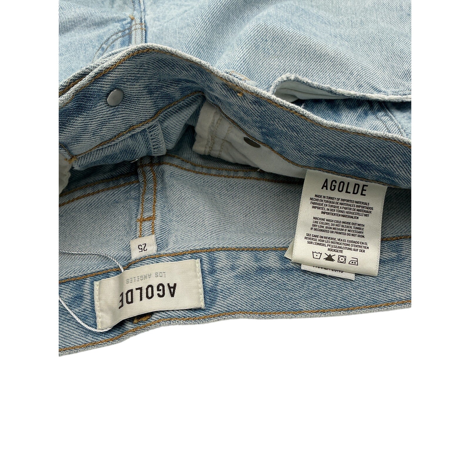 Agolde Parker Long Blue Cotton Short Size 25