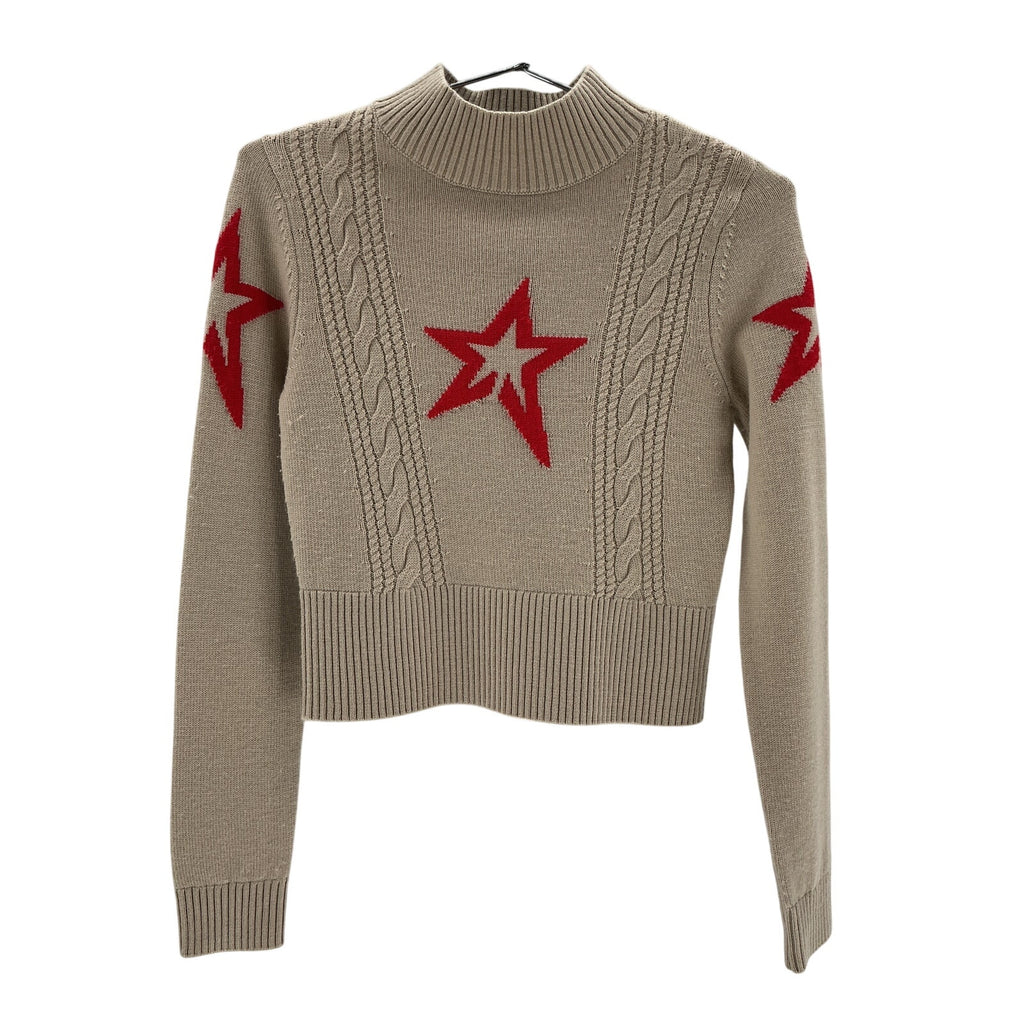 Perfect Moment Tan Merino Wool Cable Underwear Sweater Size S