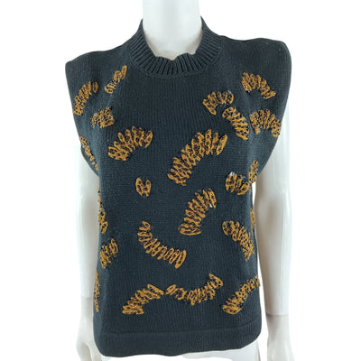 Rachel Comey Embellished Black Laur Sweater Vest Size M