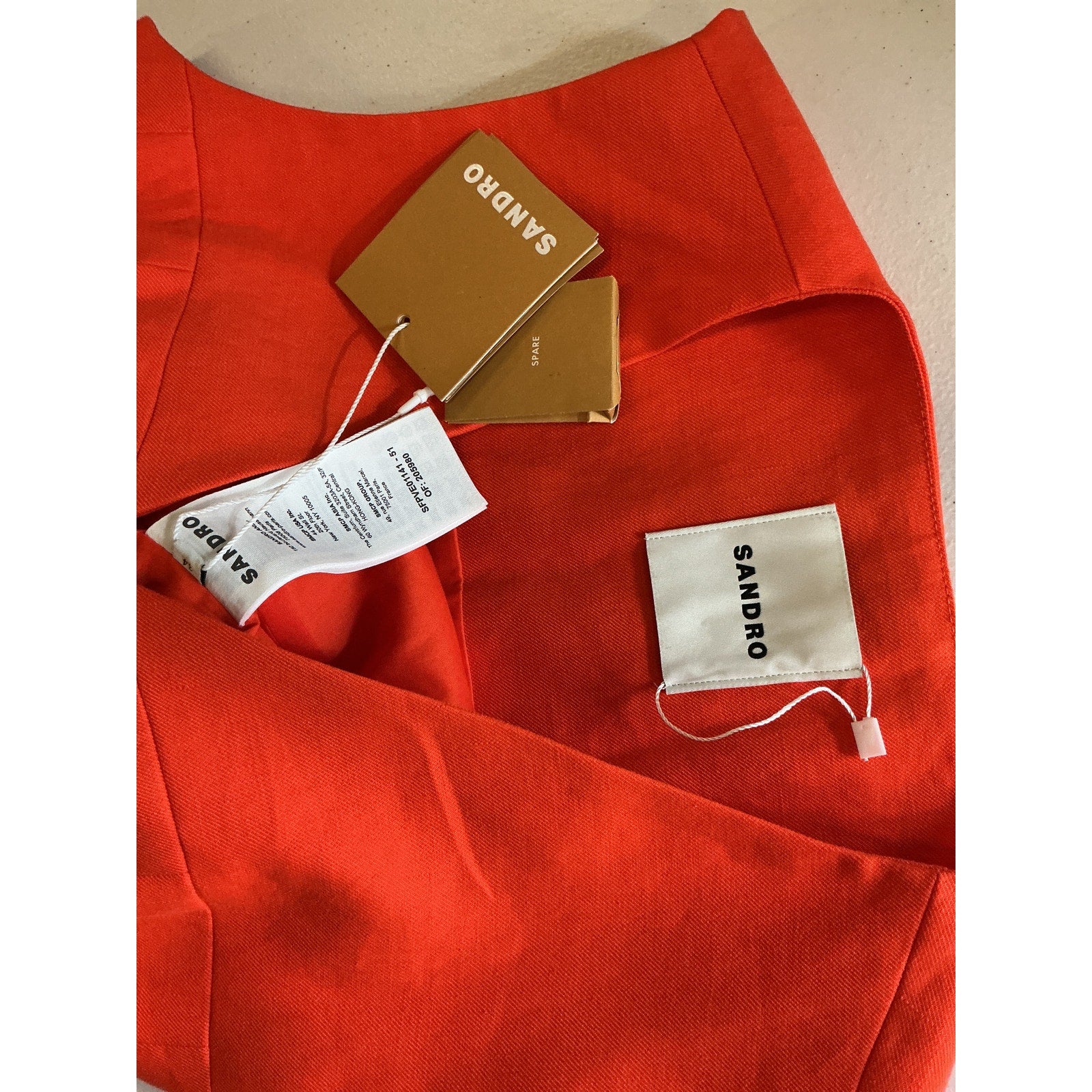 Sandro Sleeveless Orange Linen Jacket Vest Size 34