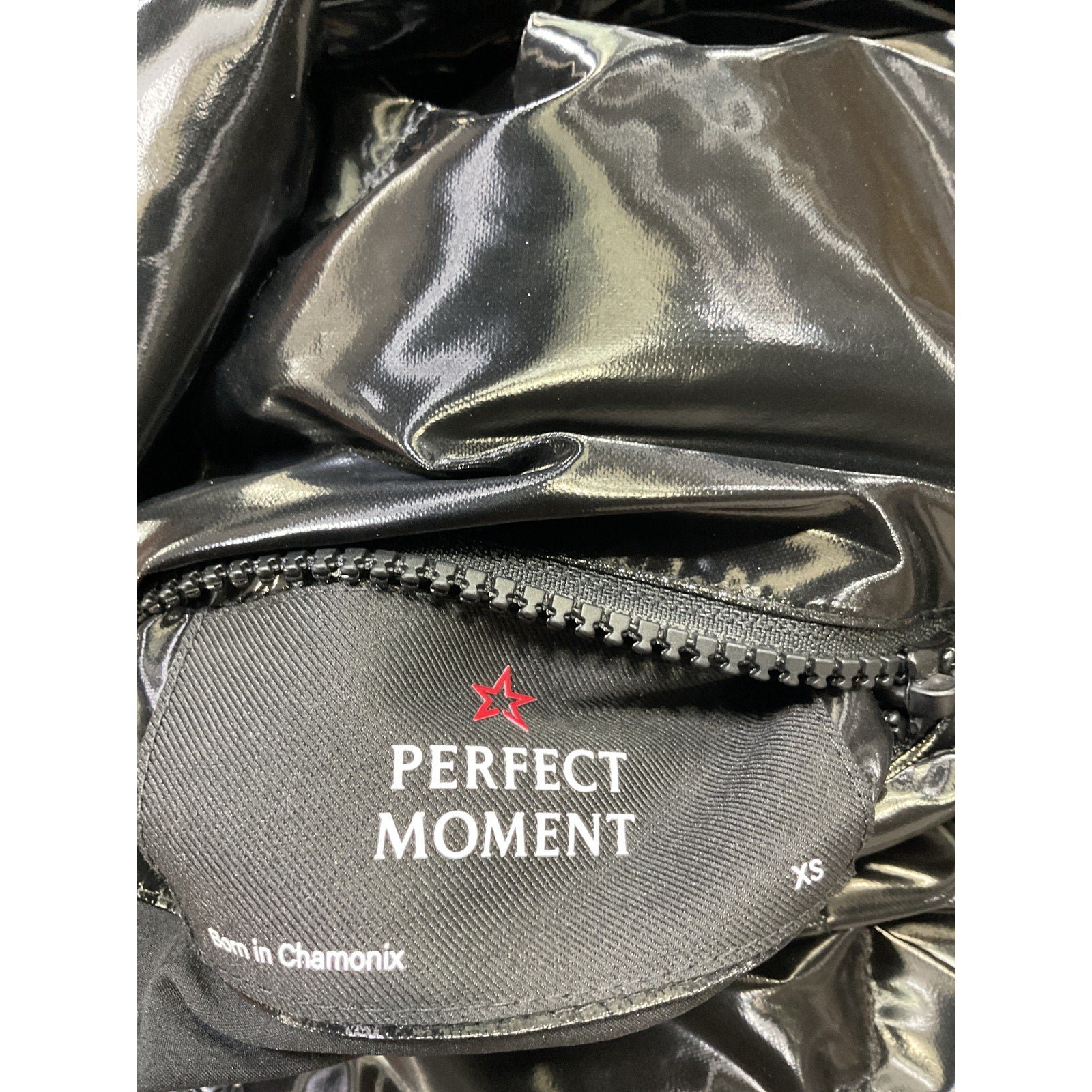 Perfect Moment 'Reversible' Black Polyester Metallic Faux Shearling Jacket Size XS