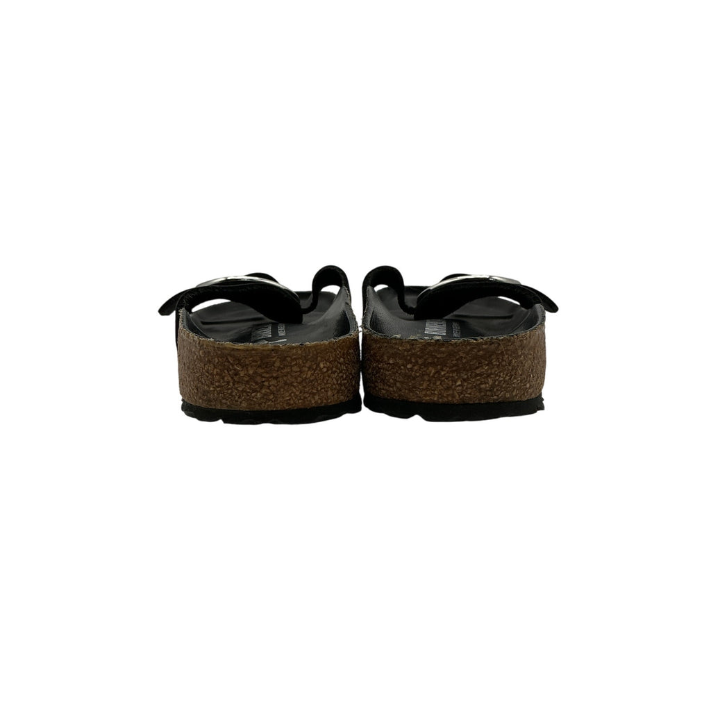 Birkenstock 'Madrid' Black Leather Big Buckle Slide Sandal Size 7