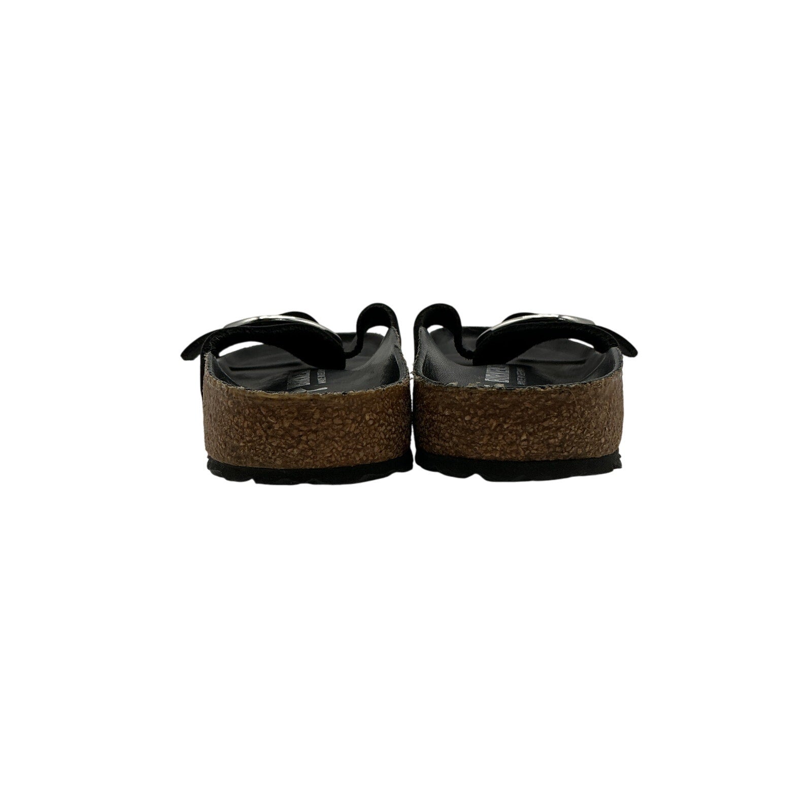 Birkenstock 'Madrid' Black Leather Big Buckle Slide Sandal Size 7