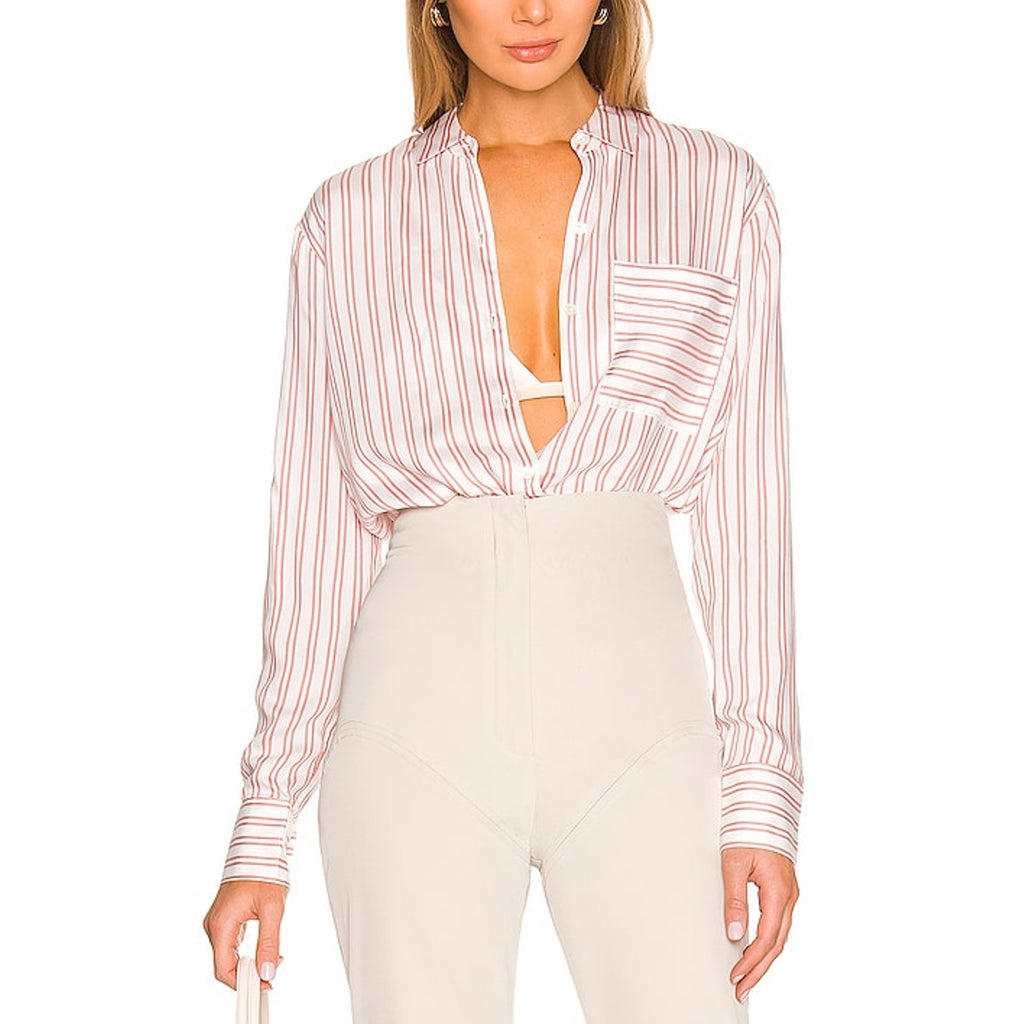 Atm Anthony Thomas Melillo White Rayon Boyfriend Button Front Shirt Size S