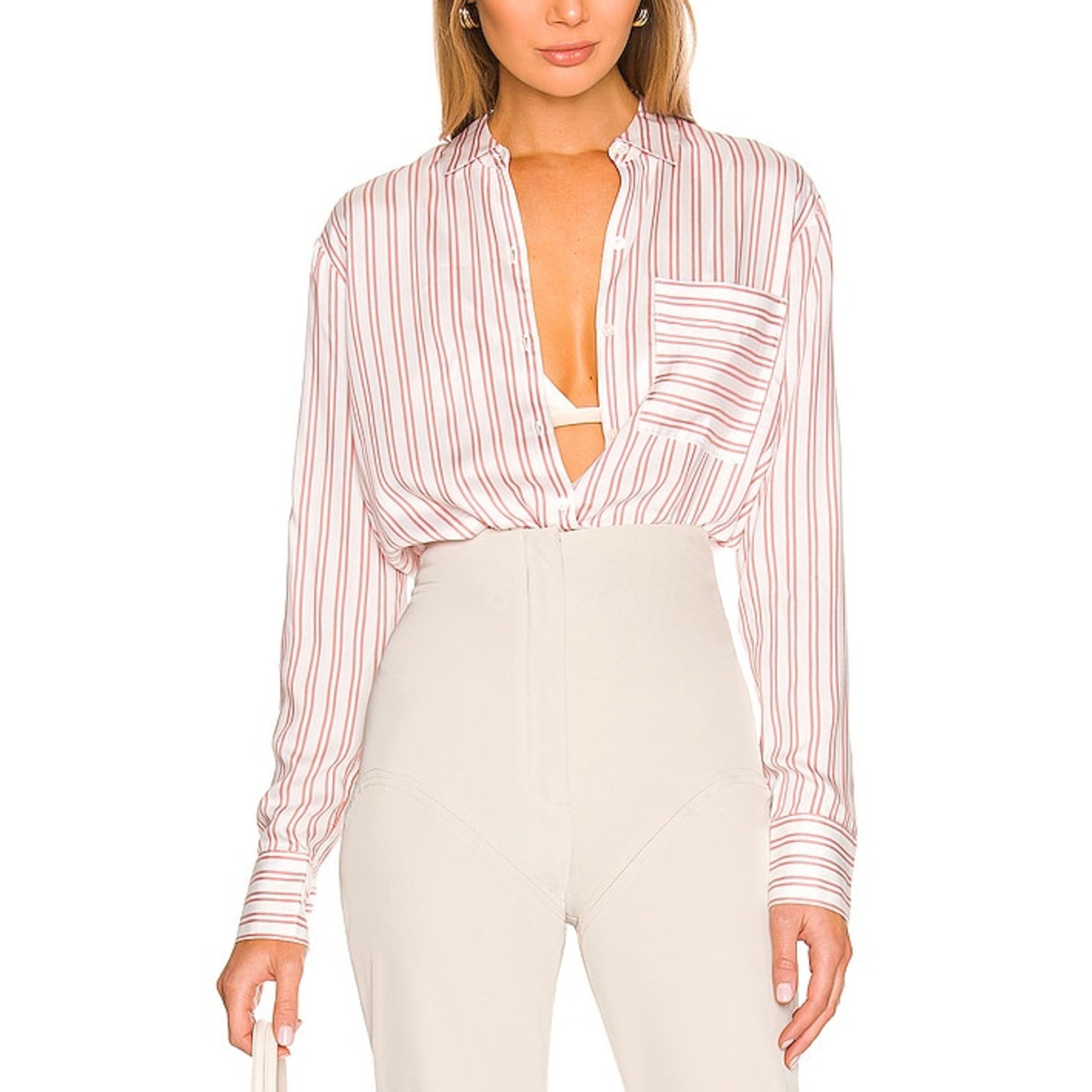 Atm Anthony Thomas Melillo White Rayon Boyfriend Button Front Shirt Size S