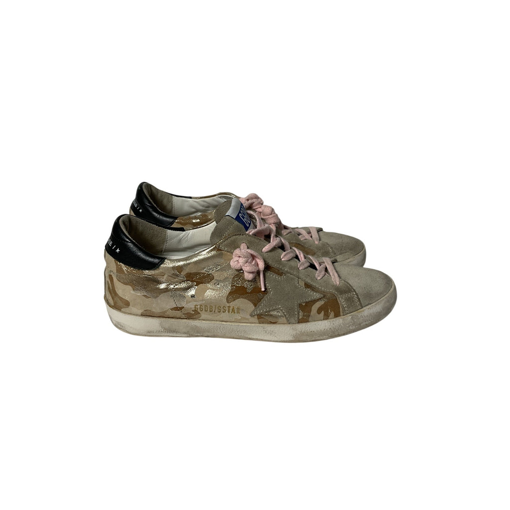 Golden Goose 'Superstar' Beige Leather Camouflage Sneakers Size 7