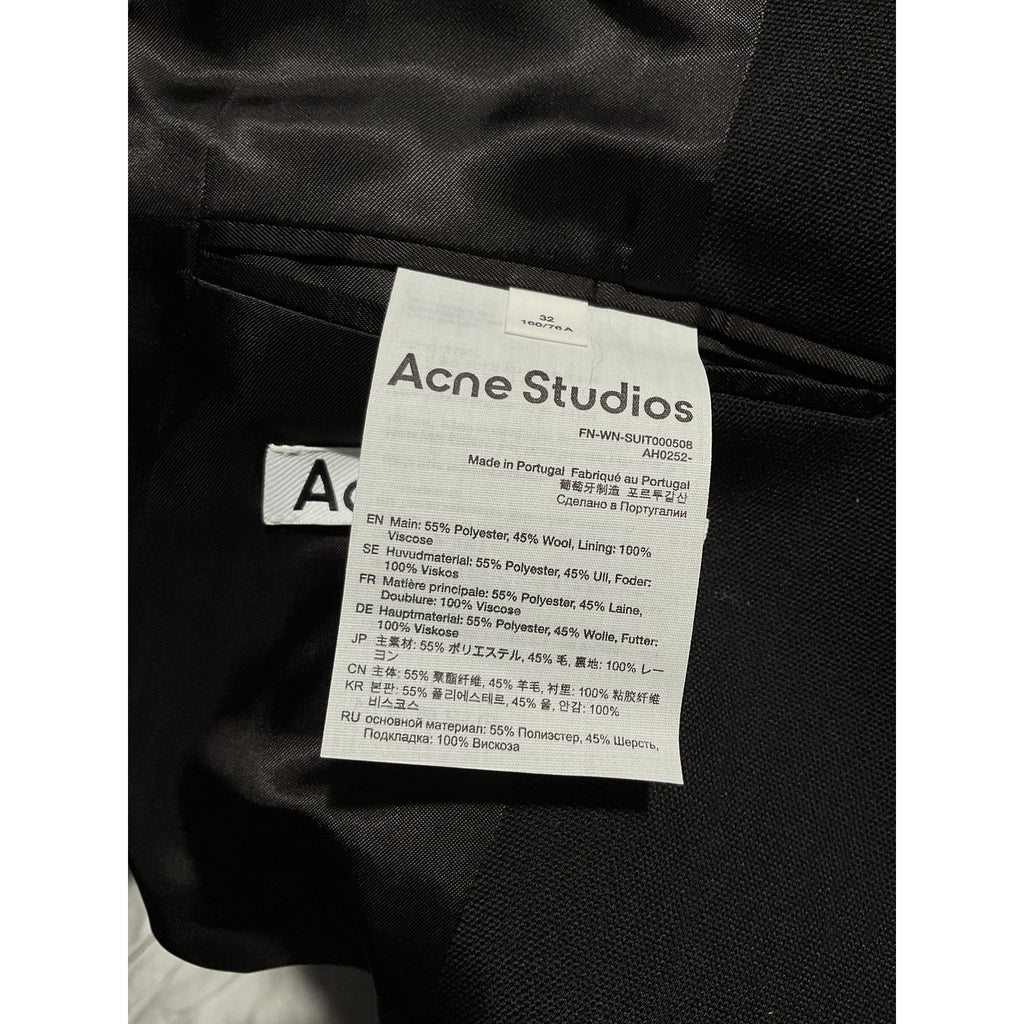 Acne Studios Black 'Net Sustain' Recycled Grain De Poudre Blazer Size 32