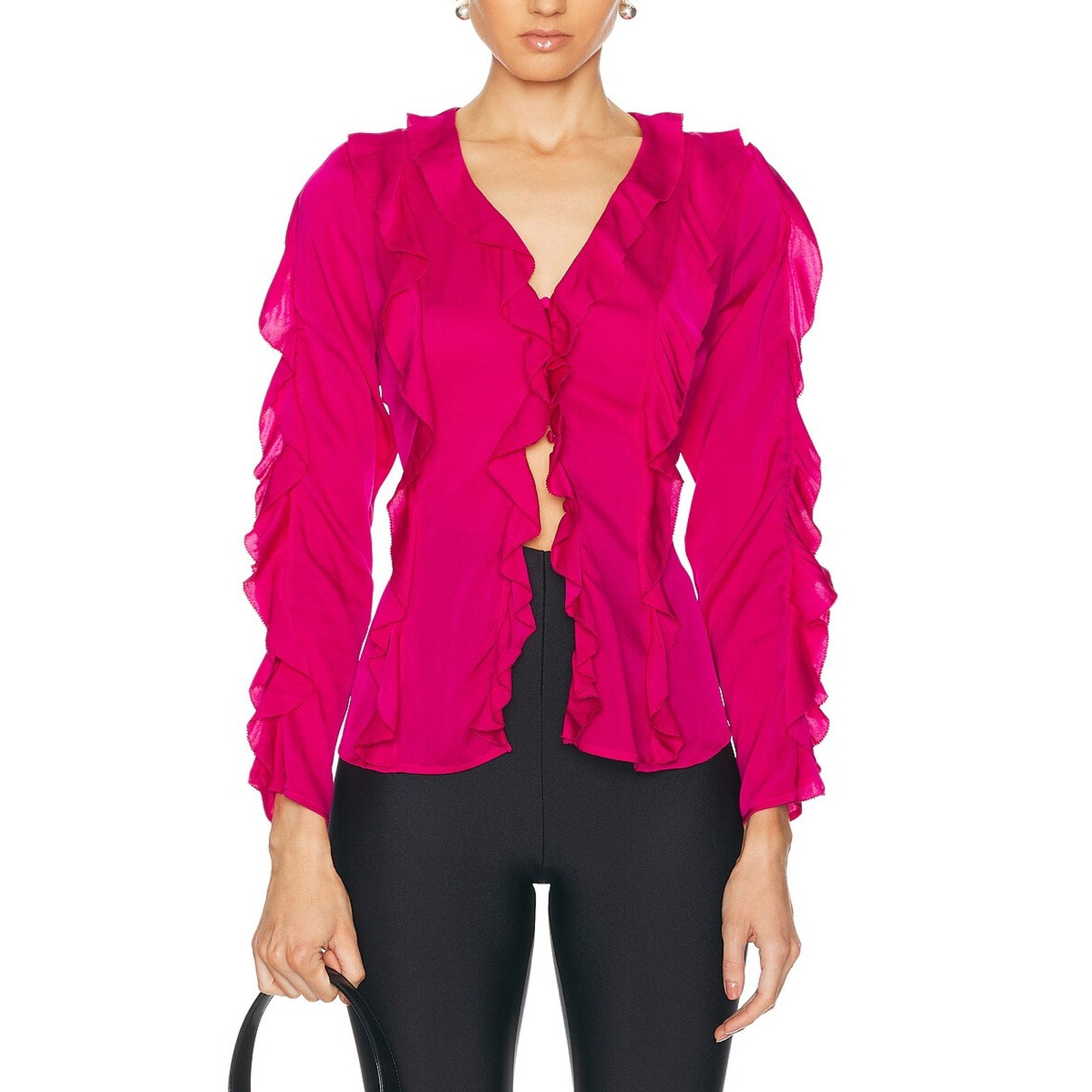 Nicholas Amira 'Bias' Pink Ruffle Long Sleeve Top Size 8 - NWT