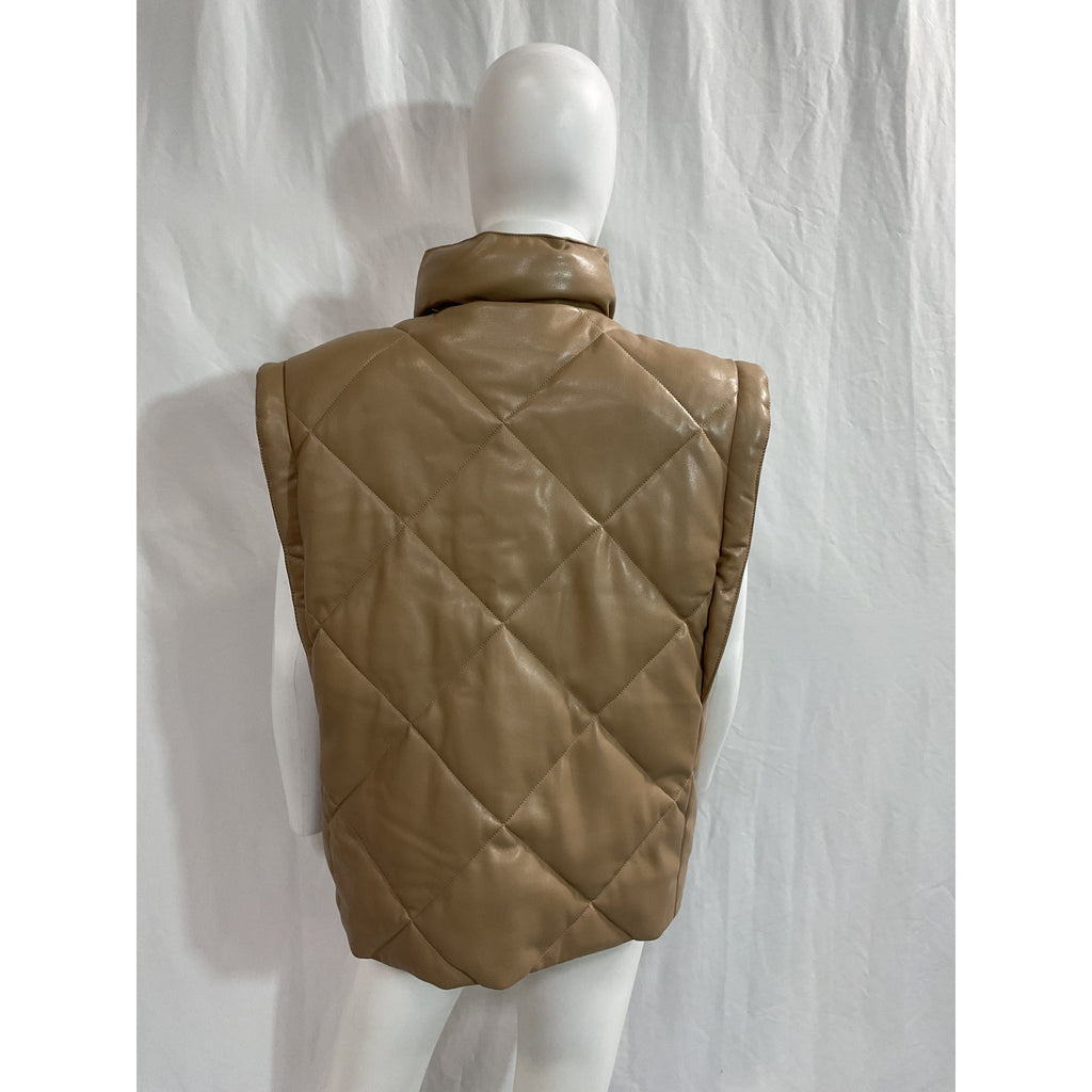 Pistola 'Candice' Beige Faux Fur Puffer Vest Size M