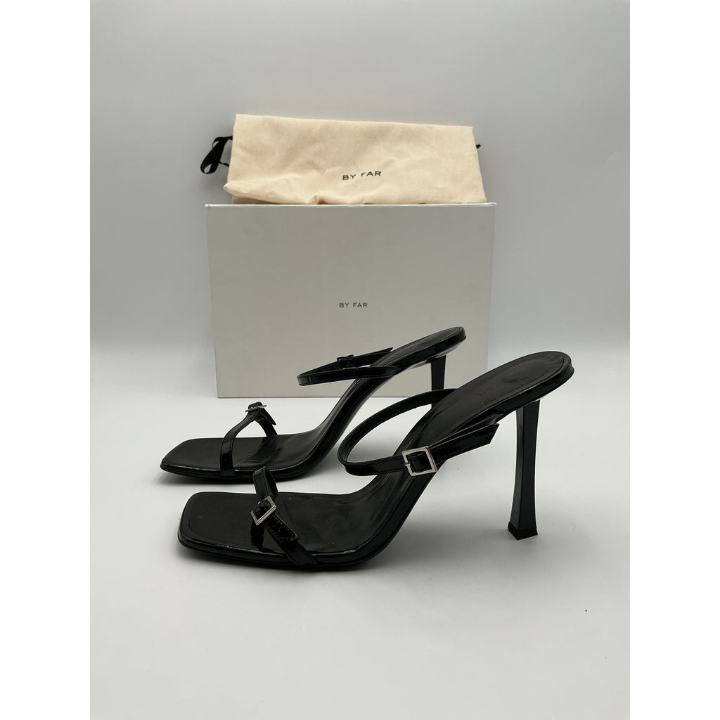 By Far 'Flick' Black Leather Heel Size 40