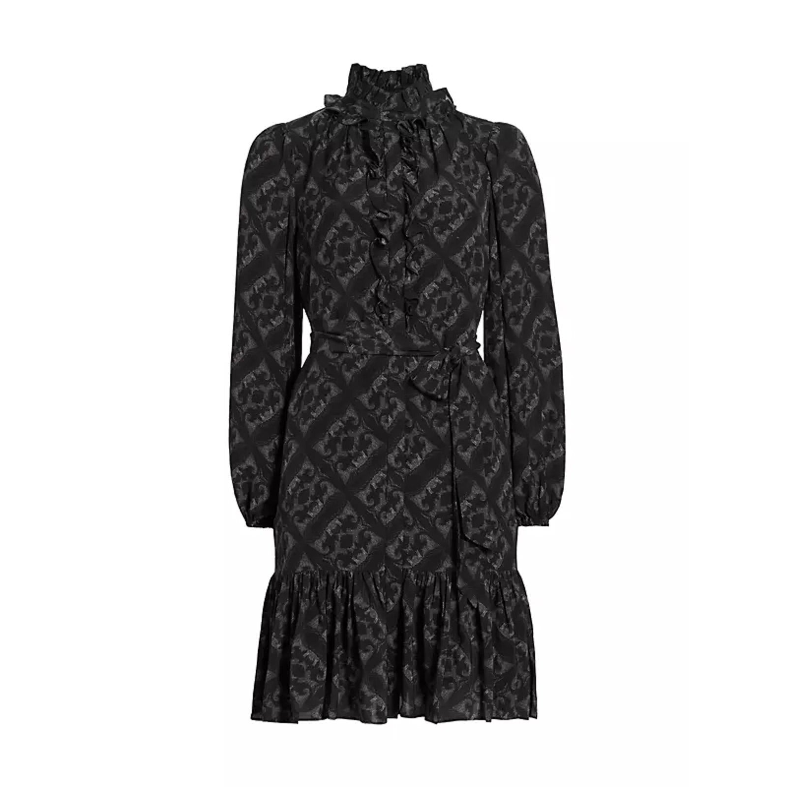 Kobi Halperin 'Landry' Black Viscose Noveau Print Dress Size XL