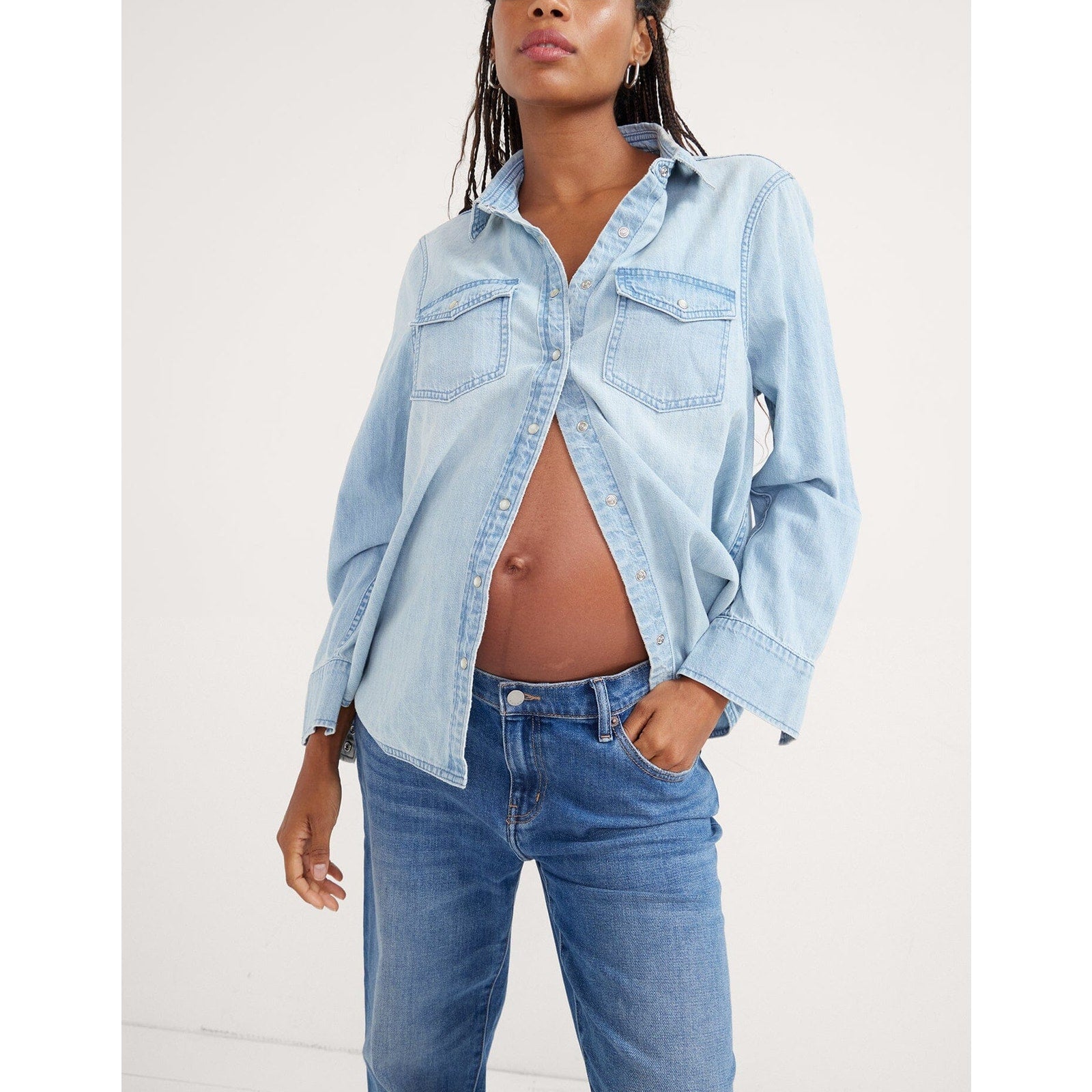 Hatch 'The Denim' Blue Maternity Shirt Size XS