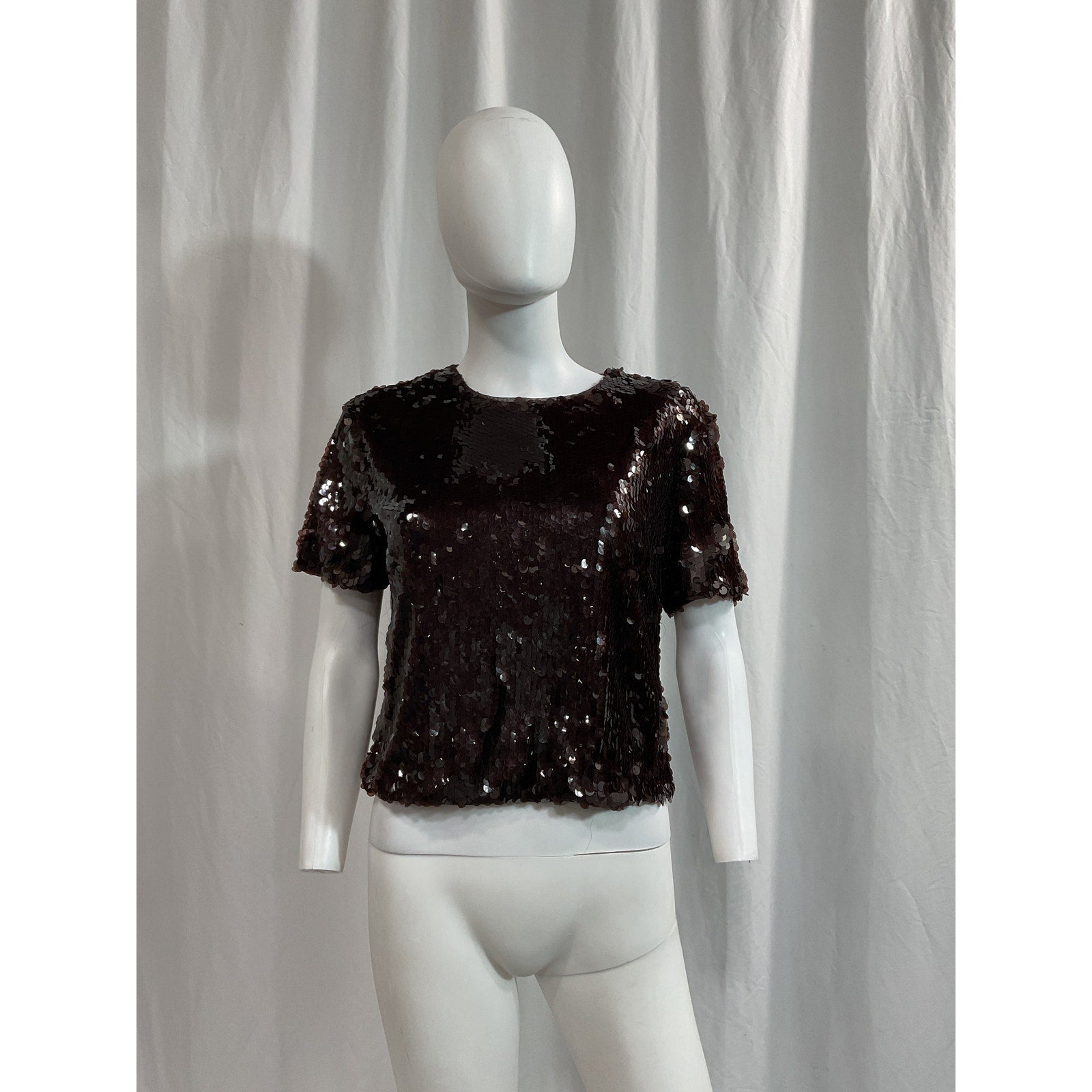 Staud 'Quincy' Brown Short Sleeve Top Size S