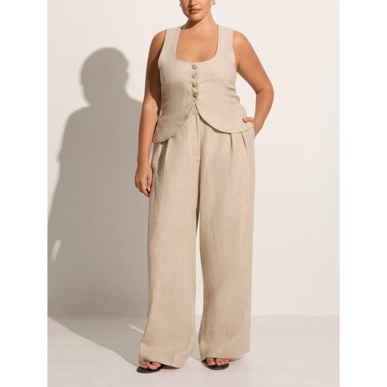 Faithfull The Brand Duomo Tan Linen Pant Size S