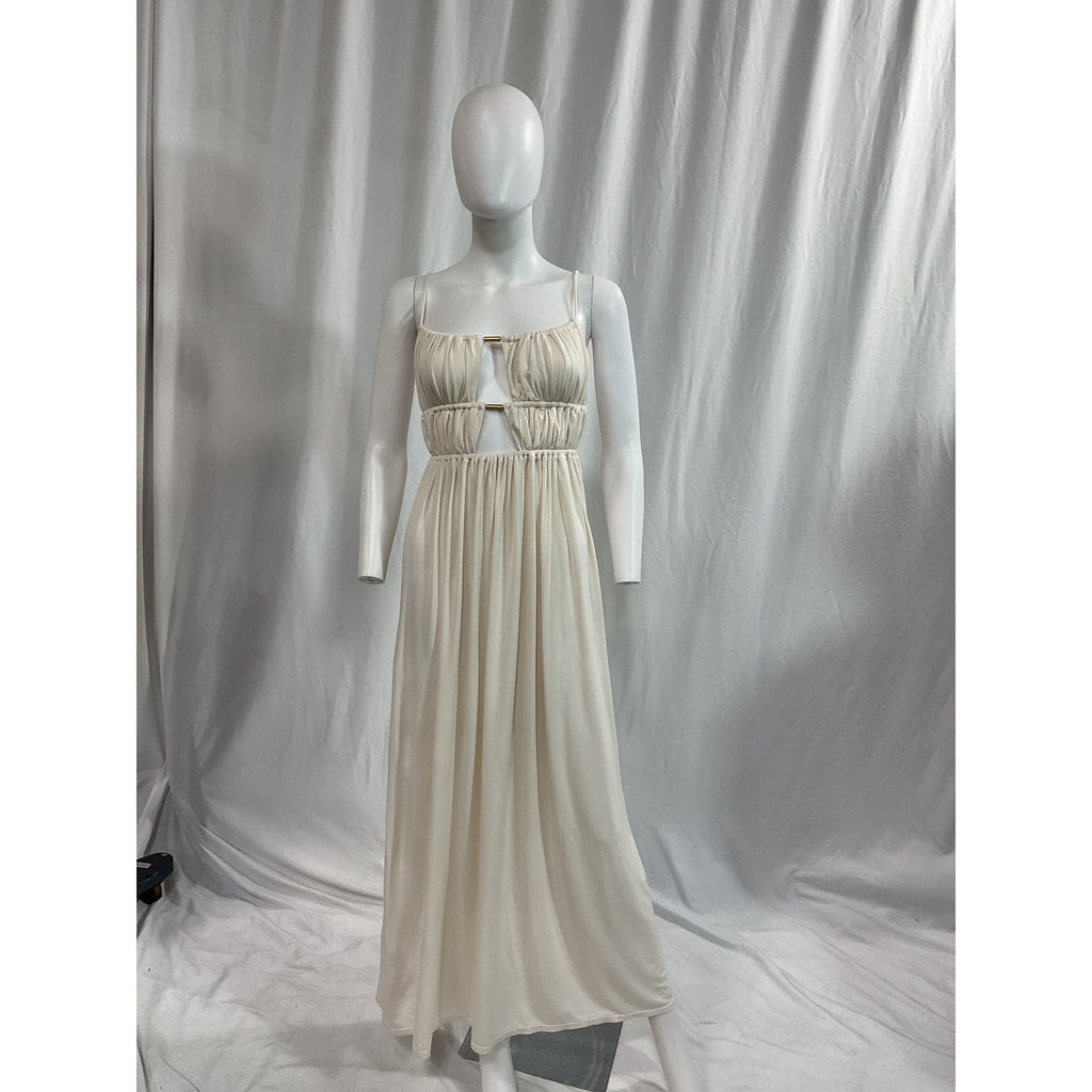 L'Academie 'Leonora' White Back Cut Out Maxi Dress Size XS