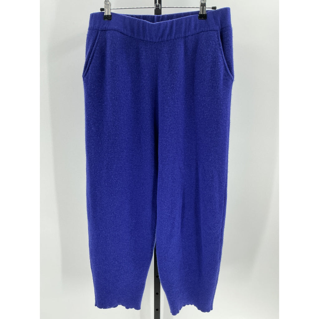 Lapointe Cropped Ribbed Blue Cashmere Track Pants Size L