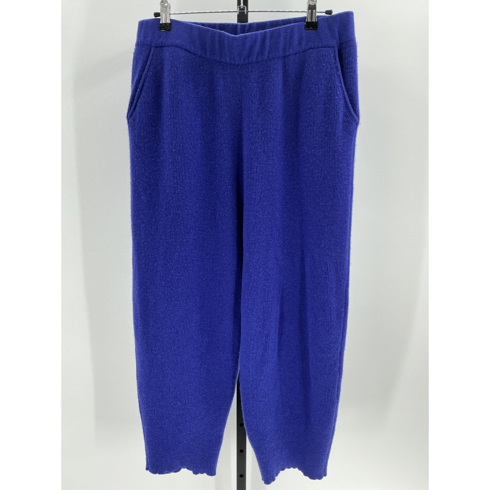Lapointe Cropped Ribbed Blue Cashmere Track Pants Size L