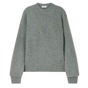 Paco Rabanne Layered Teal Wool-Blend Sweater Size L