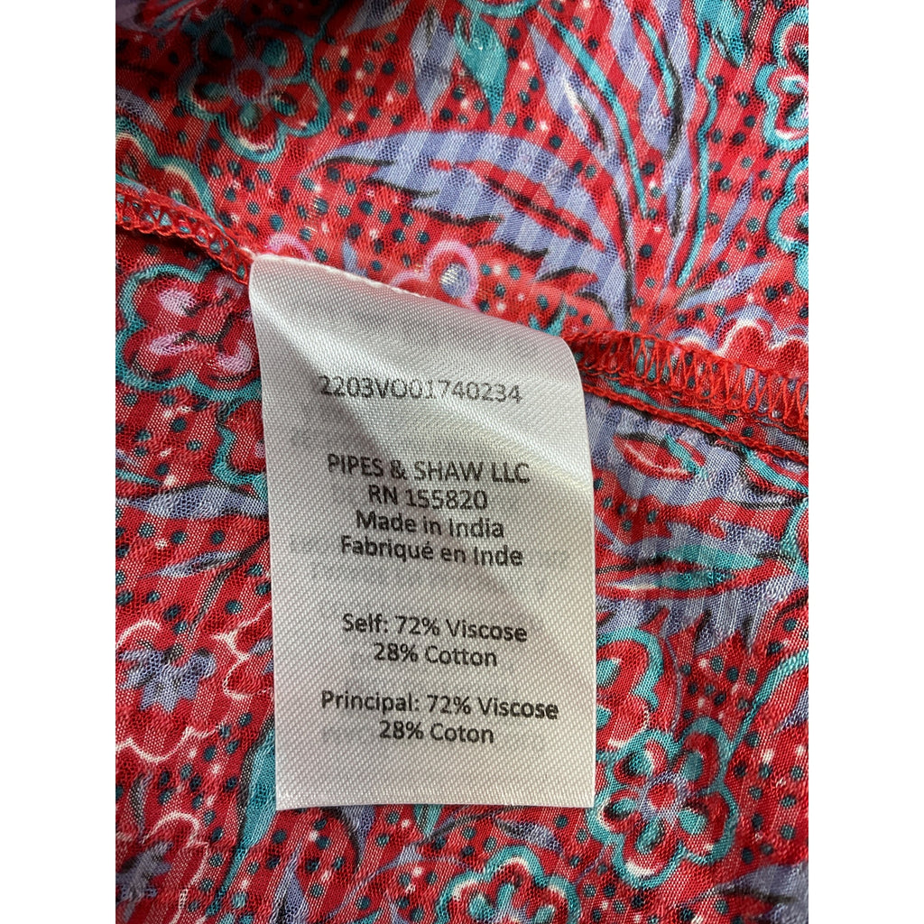 Veronica Beard 'Sarah' Red Viscose Floral Tie Top Size M