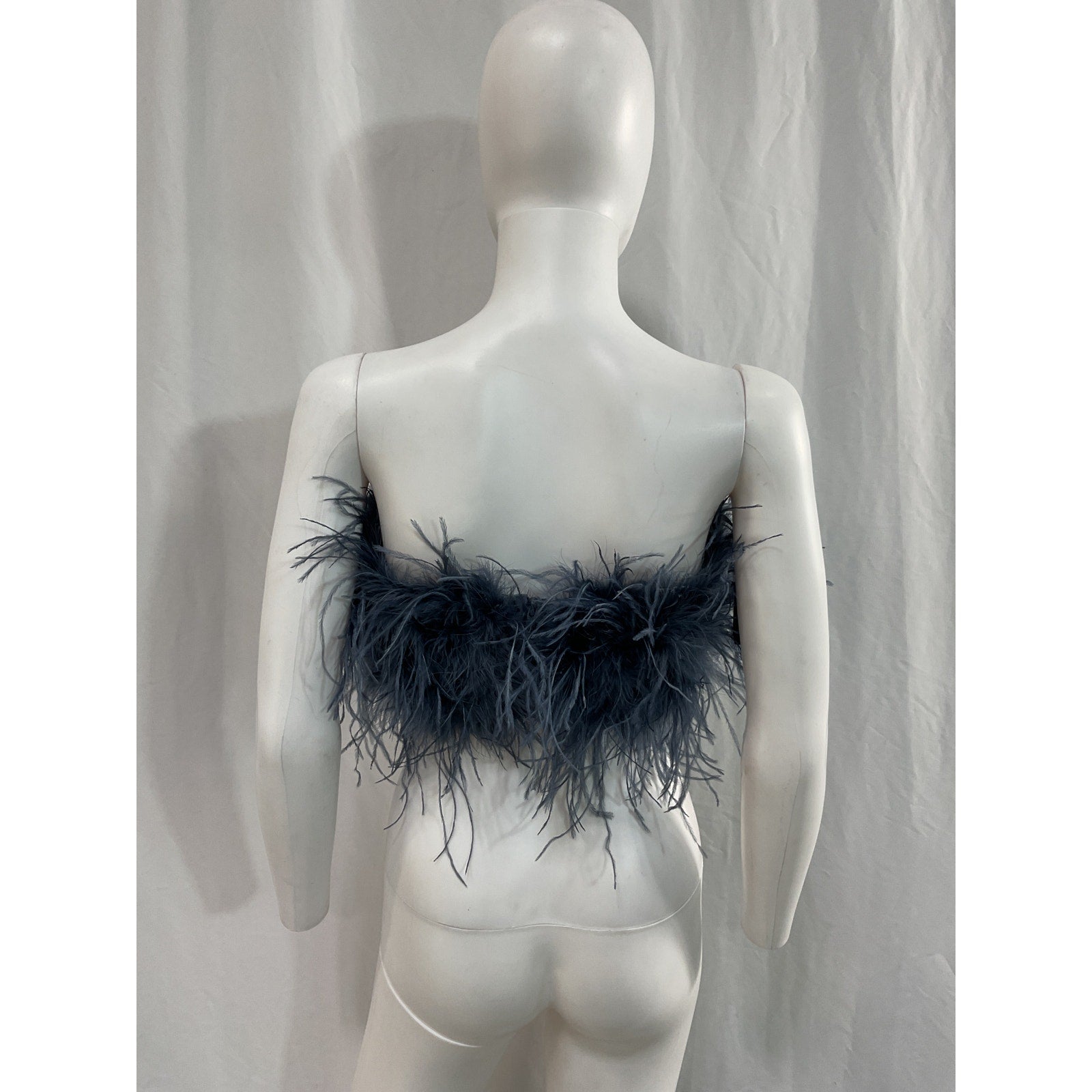 Lamarque 'Zaina' Blue Feather Embellished Top Size S